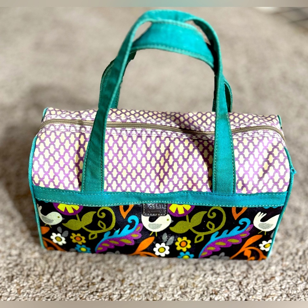 Vintage Fossil Nylon Key-Per Small Cosmetic Duffle!